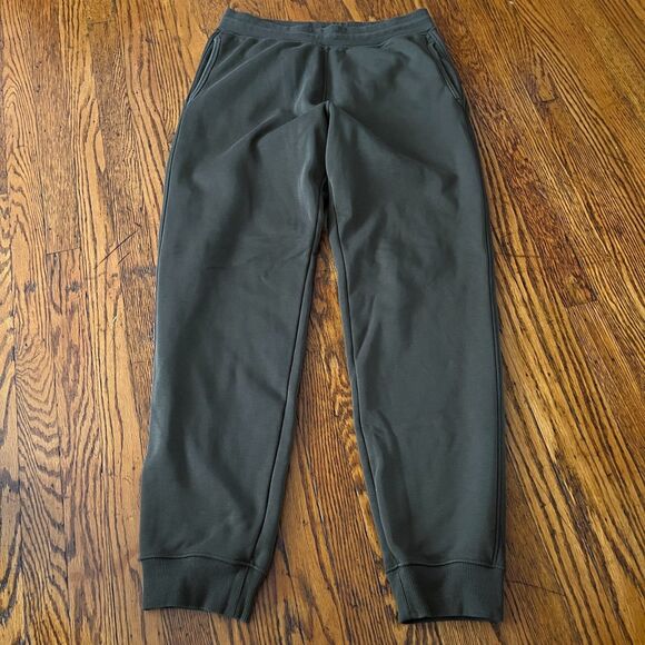 Men's Uniqlo Heattech Dark Green Pile Fleece Lined Sweatpants Joggers Large - Picture 1 of 12